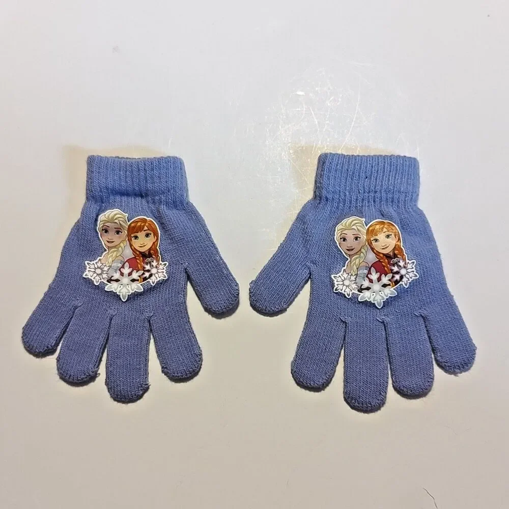 Disney Frozen Elsa & Anna Warm Girls Knit Winter Gloves Snowflake Purple NEW